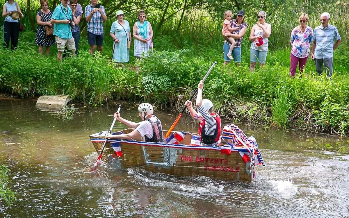 2 people in their raft for the Fakenham Raft Race