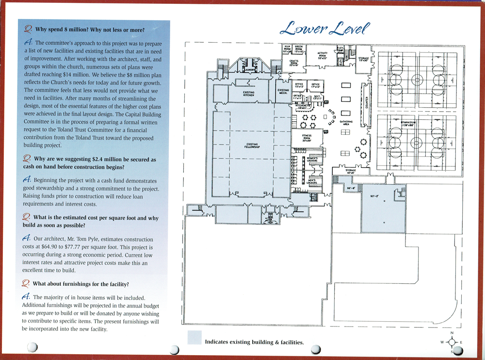 Lower Level floor plan with shaded areas. Text boxes with questions and answers.