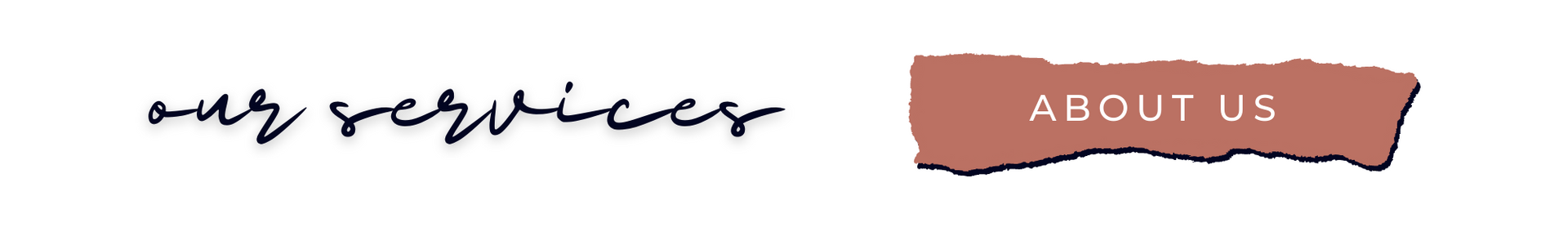 “our services” heading with a brown “ABOUT US” button on a white background