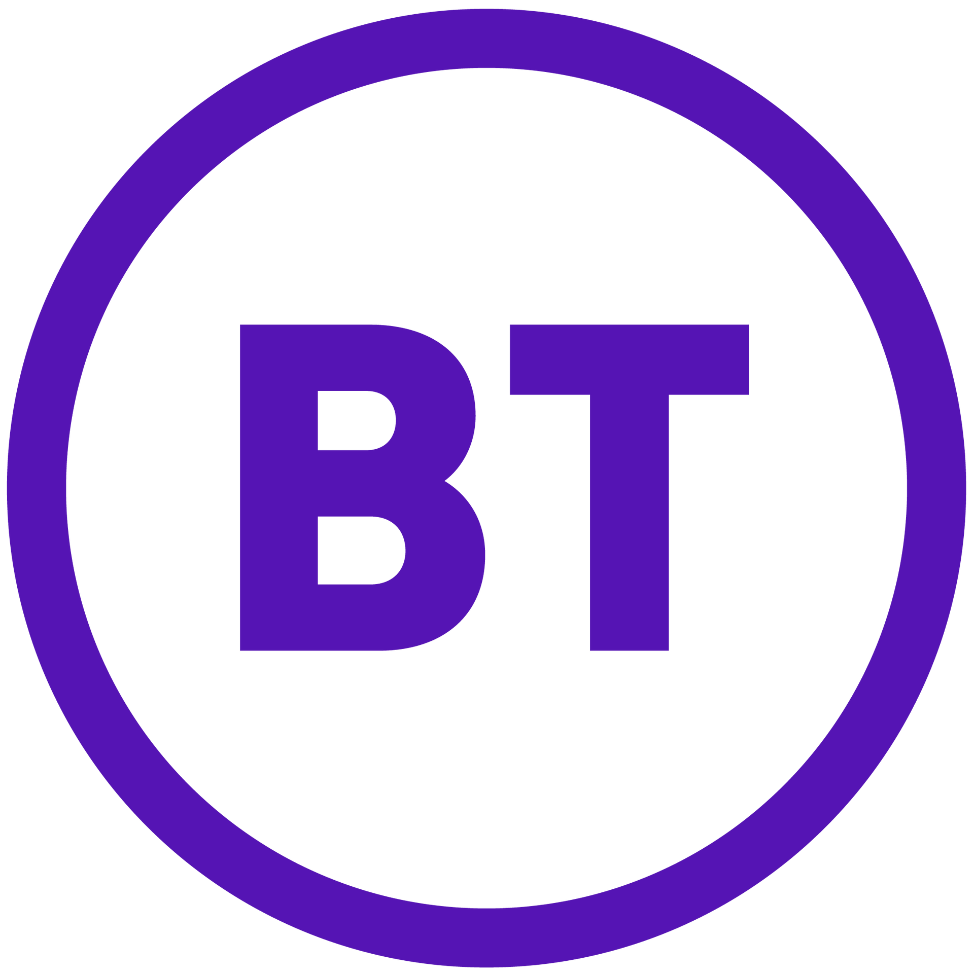 Purple BT logo inside a purple circle.