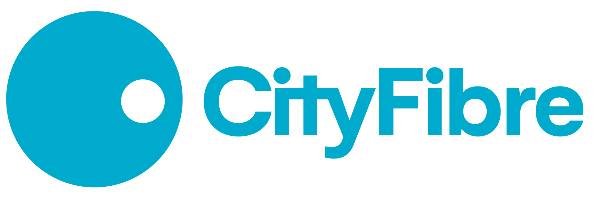 CityFibre logo: cyan circle with a white circle inside, with the words