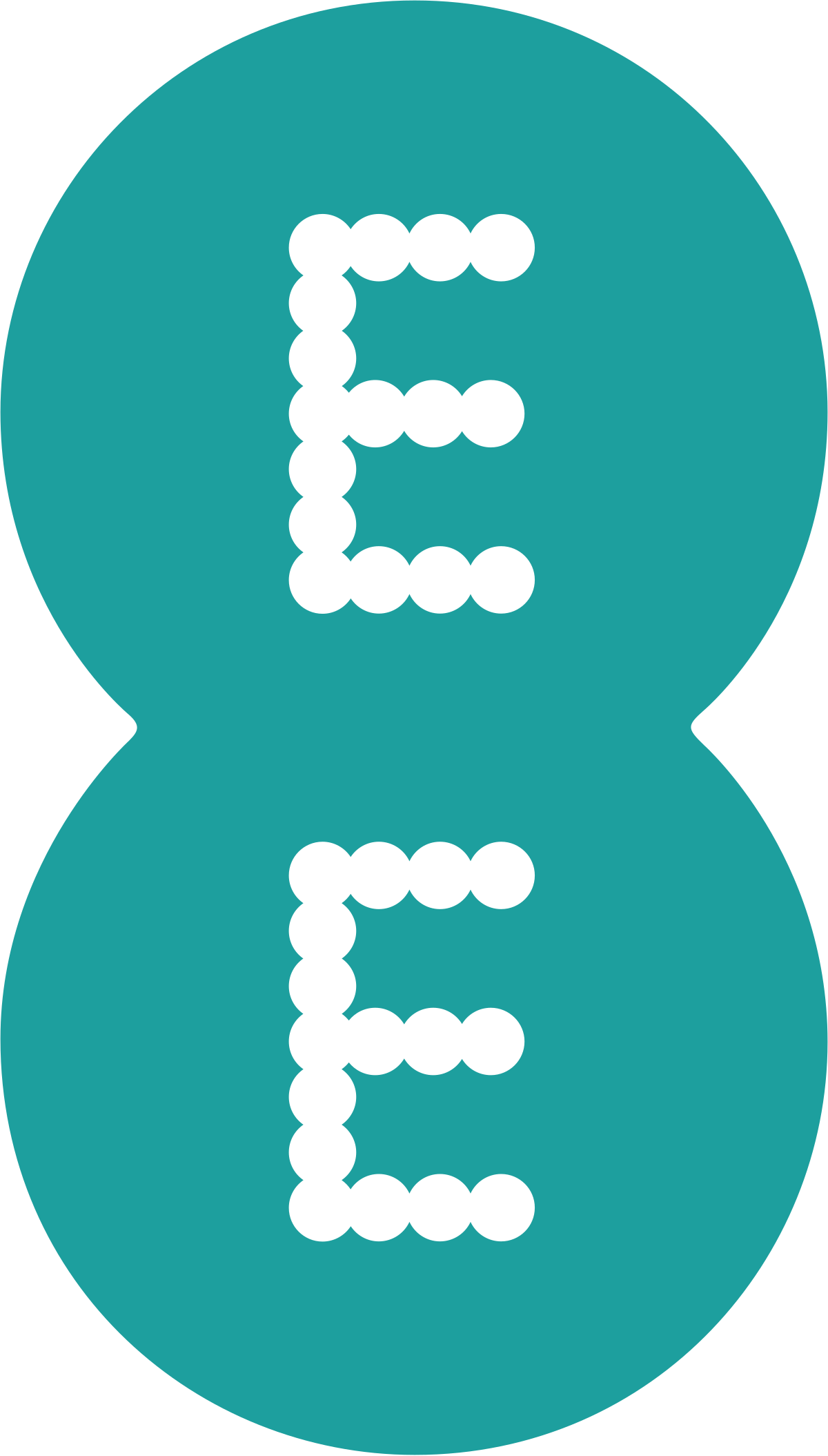 Two teal circles stacked, forming an