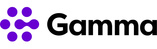 Gamma logo: a cluster of purple circles connected with a black 