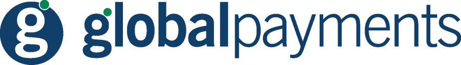 Global Payments logo. Blue circle with a white