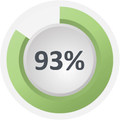 93% in gray circle with green border