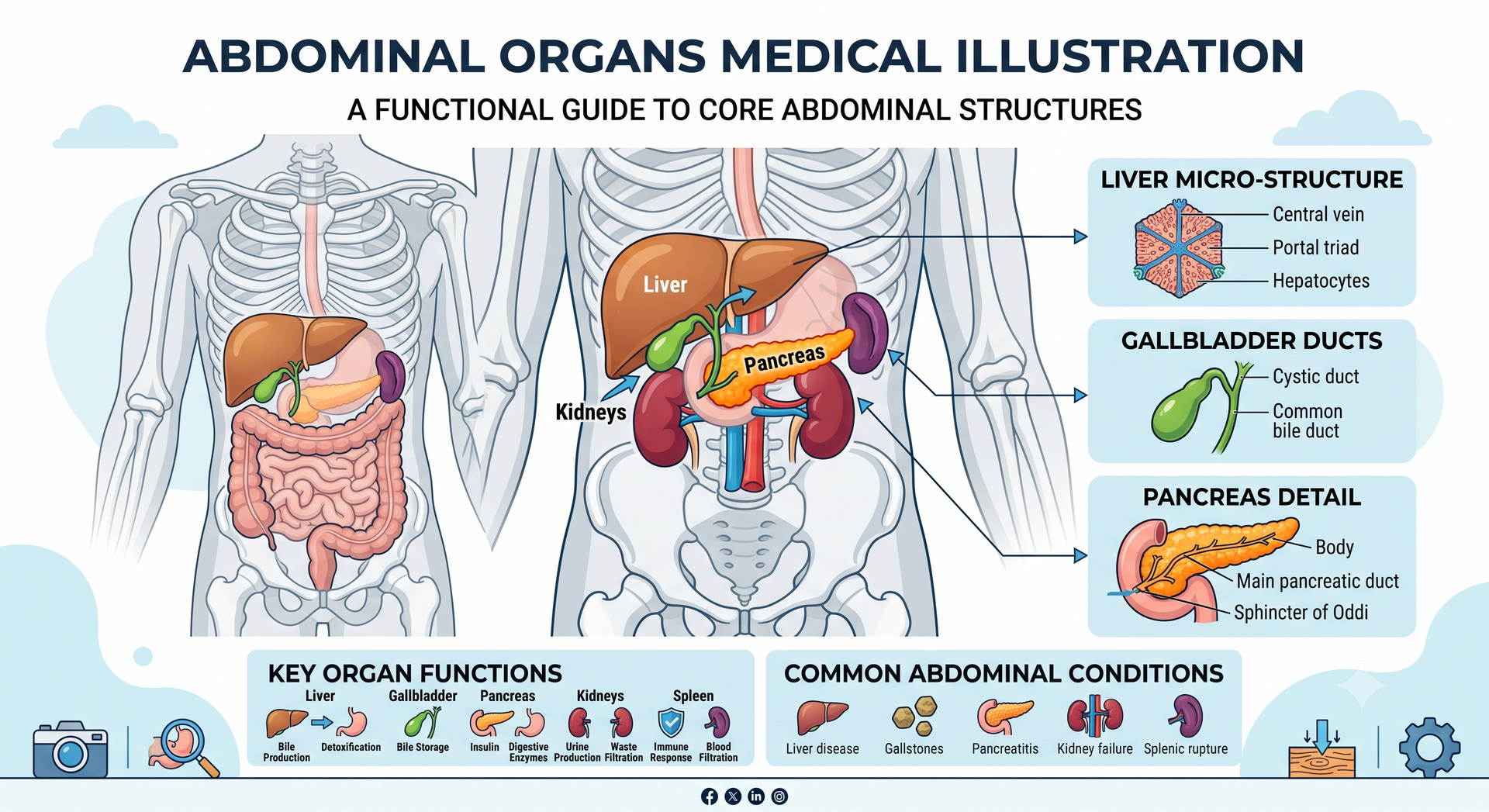 Organs evaluated during an abdominal ultrasound