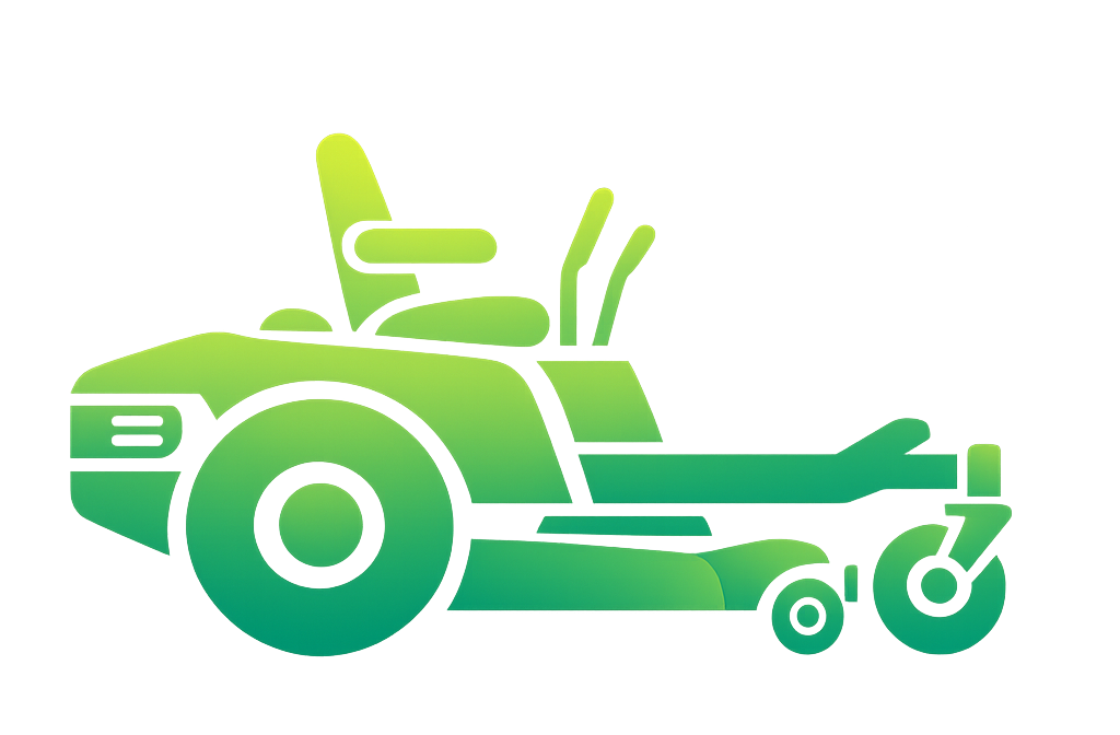 Green and yellow riding lawn mower.