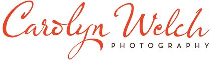 The logo for carolyn welch photography is red on a white background.