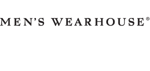 The logo for men 's wearhouse is on a white background.