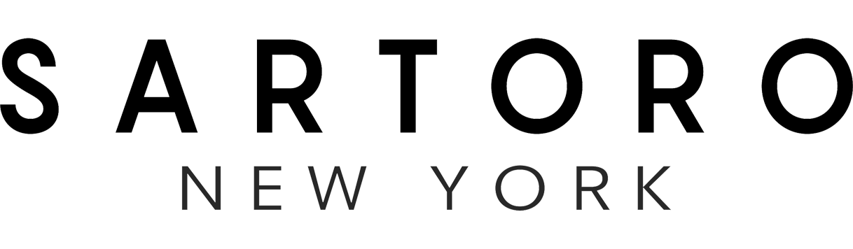 A black and white logo for sartoro new york on a white background.