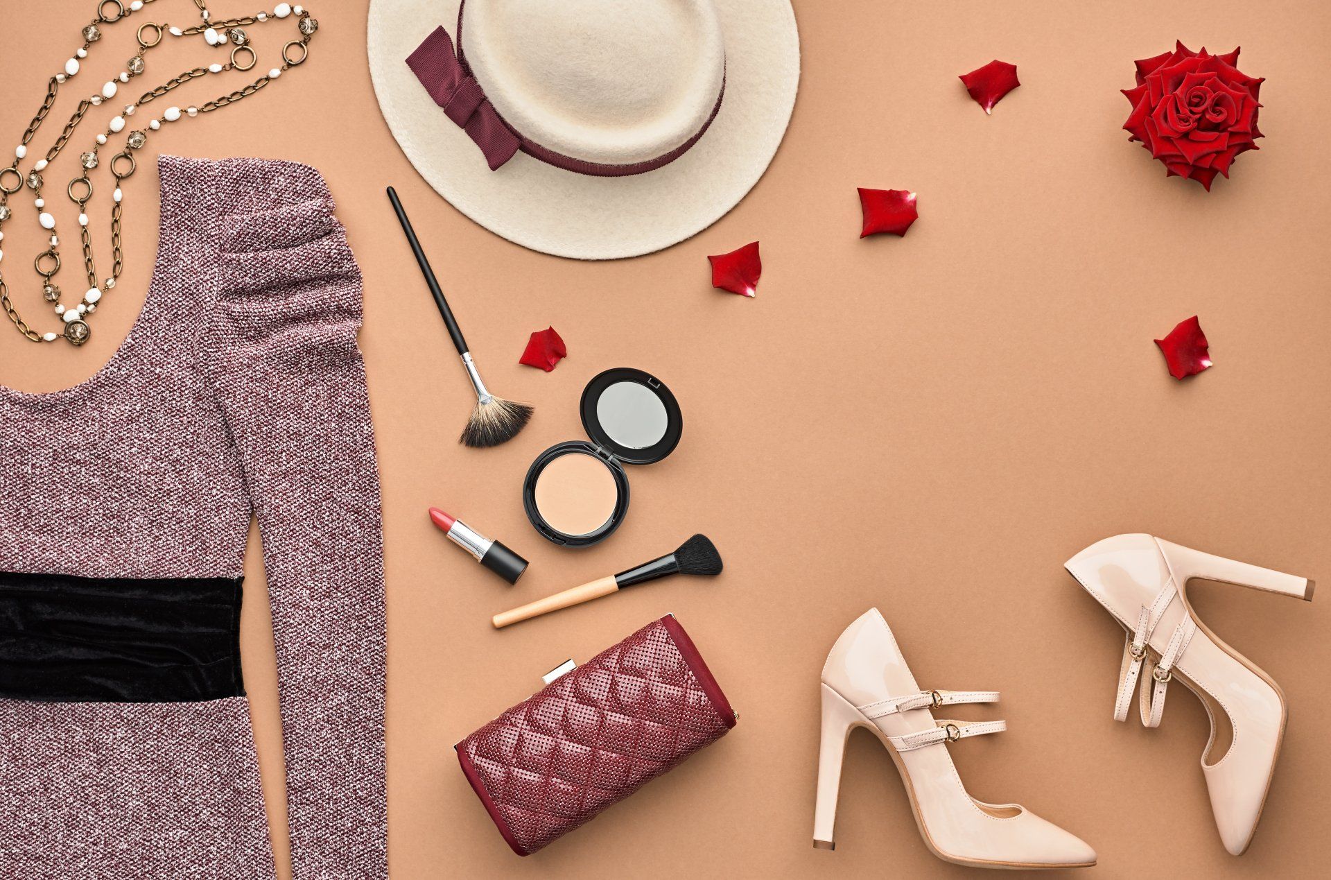 clothing, shoes, and makeup