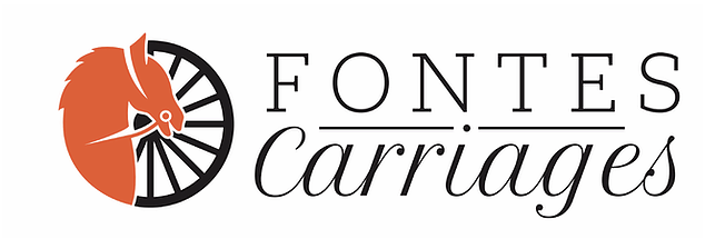 A logo for fonte 's carriages with a broken wheel in the middle.