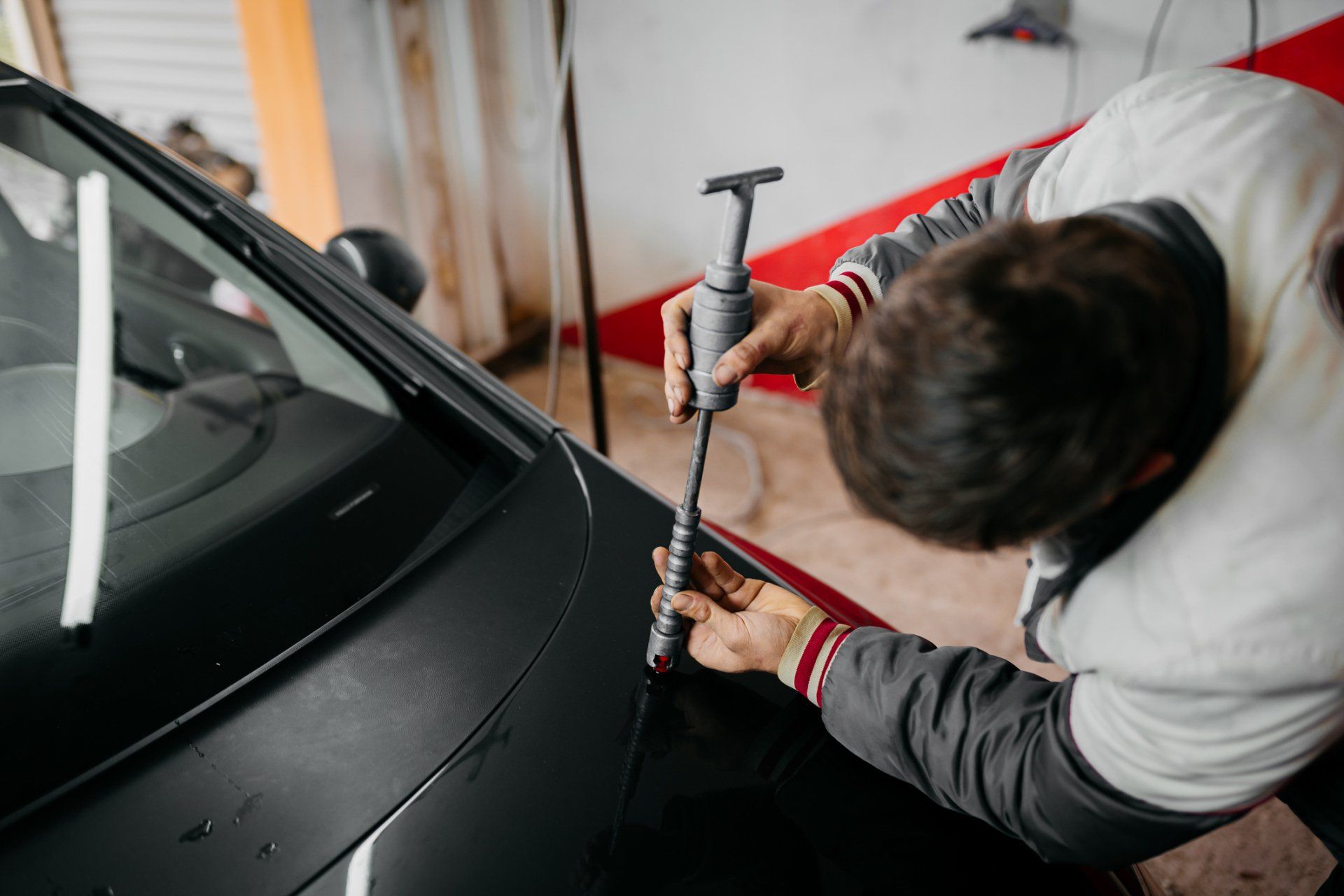 Technician Using Protective Gloves - Sidney, NE - Pittam Body Shop Inc.