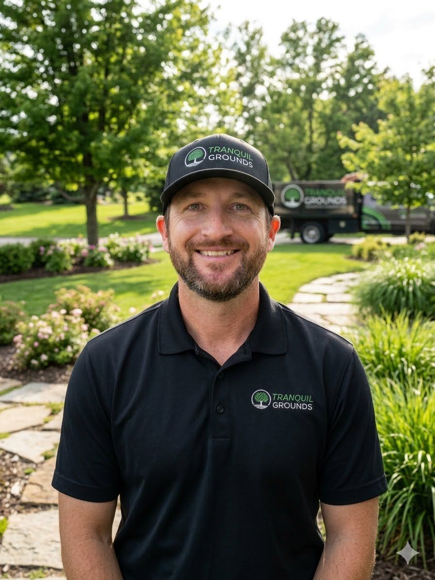 Man in gray cap and shirt smiles outdoors, logo visible.