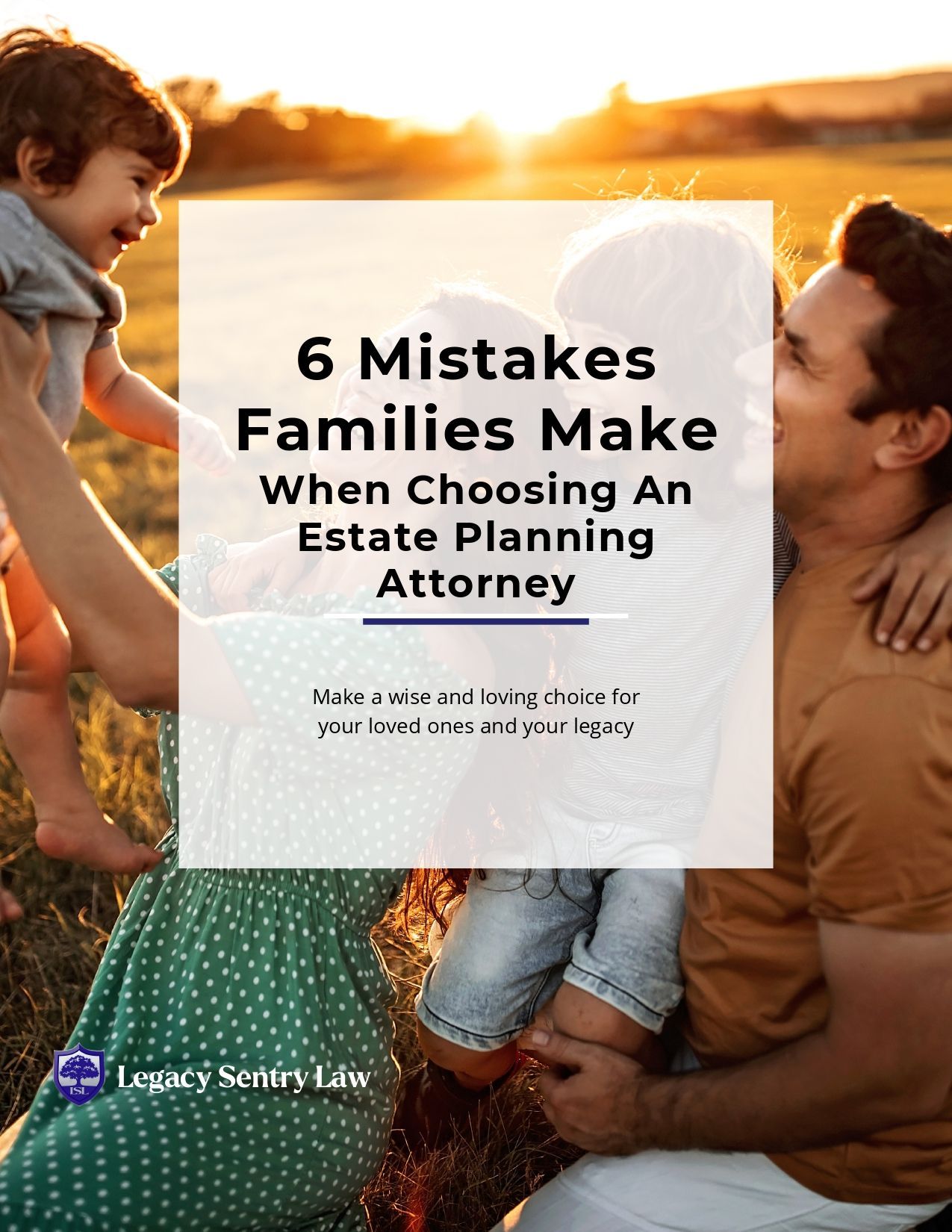 Family playing in field with text overlay: