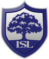 Dark blue shield with a tree silhouette and the letters LSL in the center.