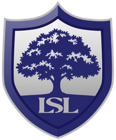 Dark blue shield with a tree silhouette and the letters LSL in the center.