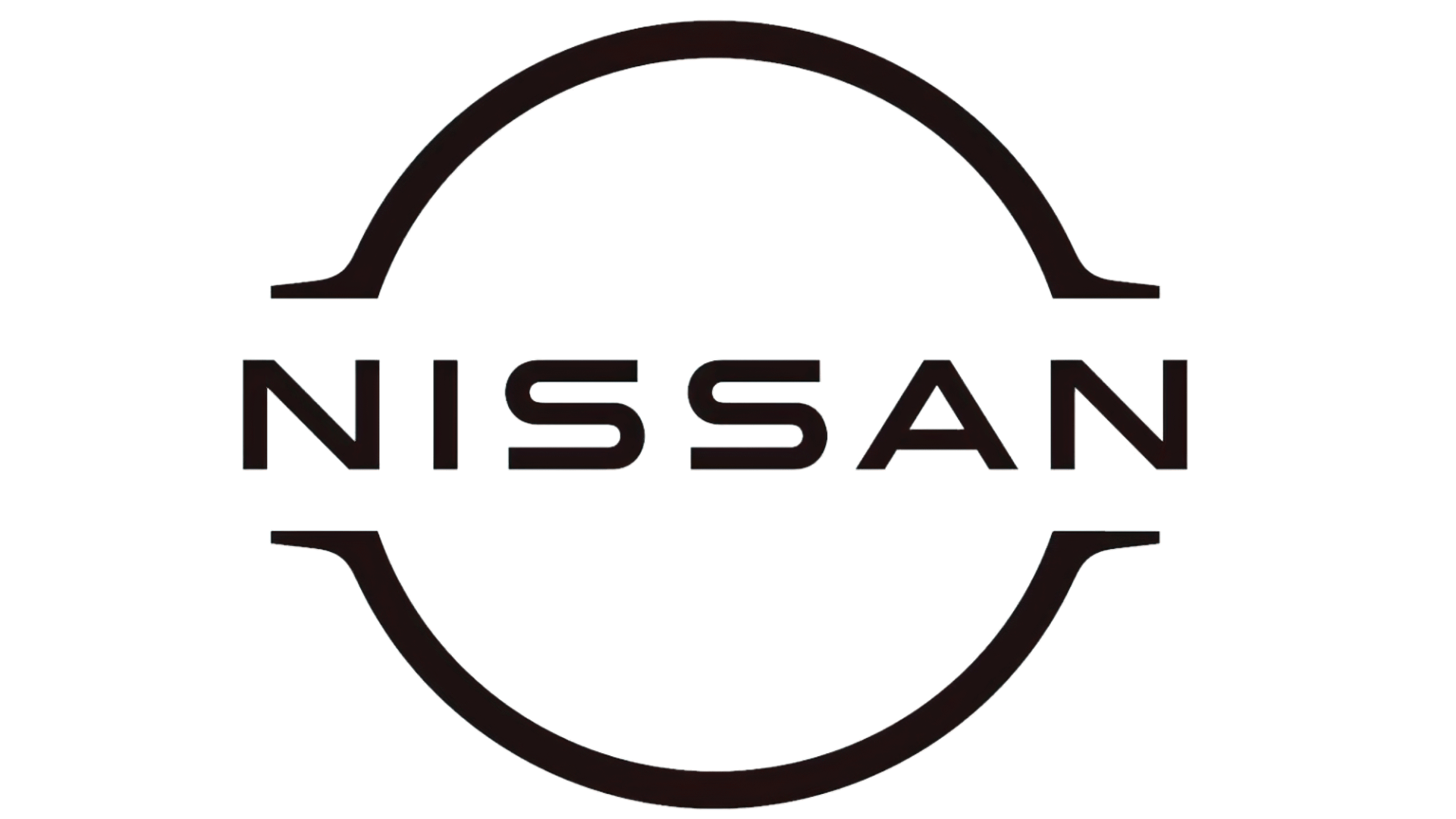 Il logo nissan è un cerchio bianco e nero con la parola nissan al suo interno.