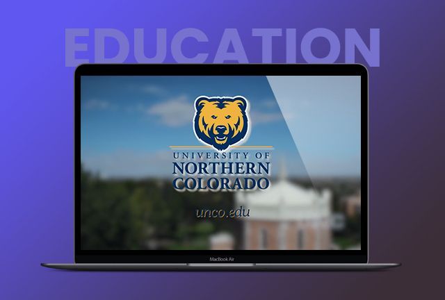 A laptop with the university of northern colorado logo on the screen.