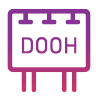 A purple icon of a calendar with the word dooh on it.