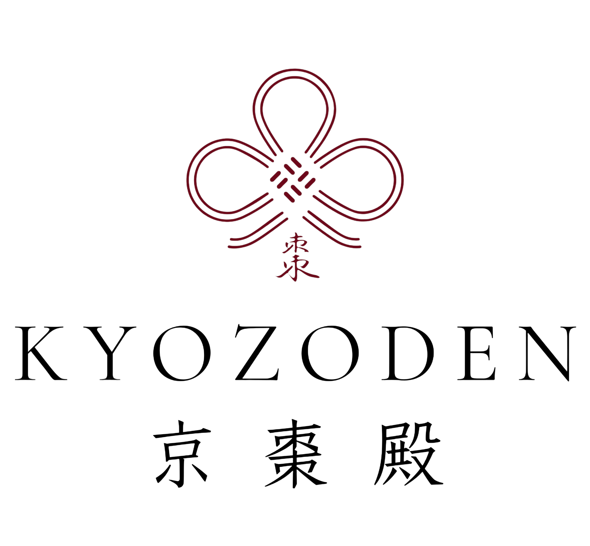 紅色日本標誌，有花卉圖案，下方寫著「KYOZODEN」字樣。