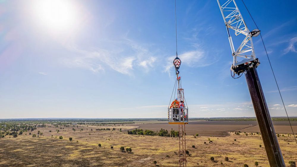 An Aerial View Of A Crane In The Middle Of A Desert — Dynamic Crane Hire In Clermont, QLD