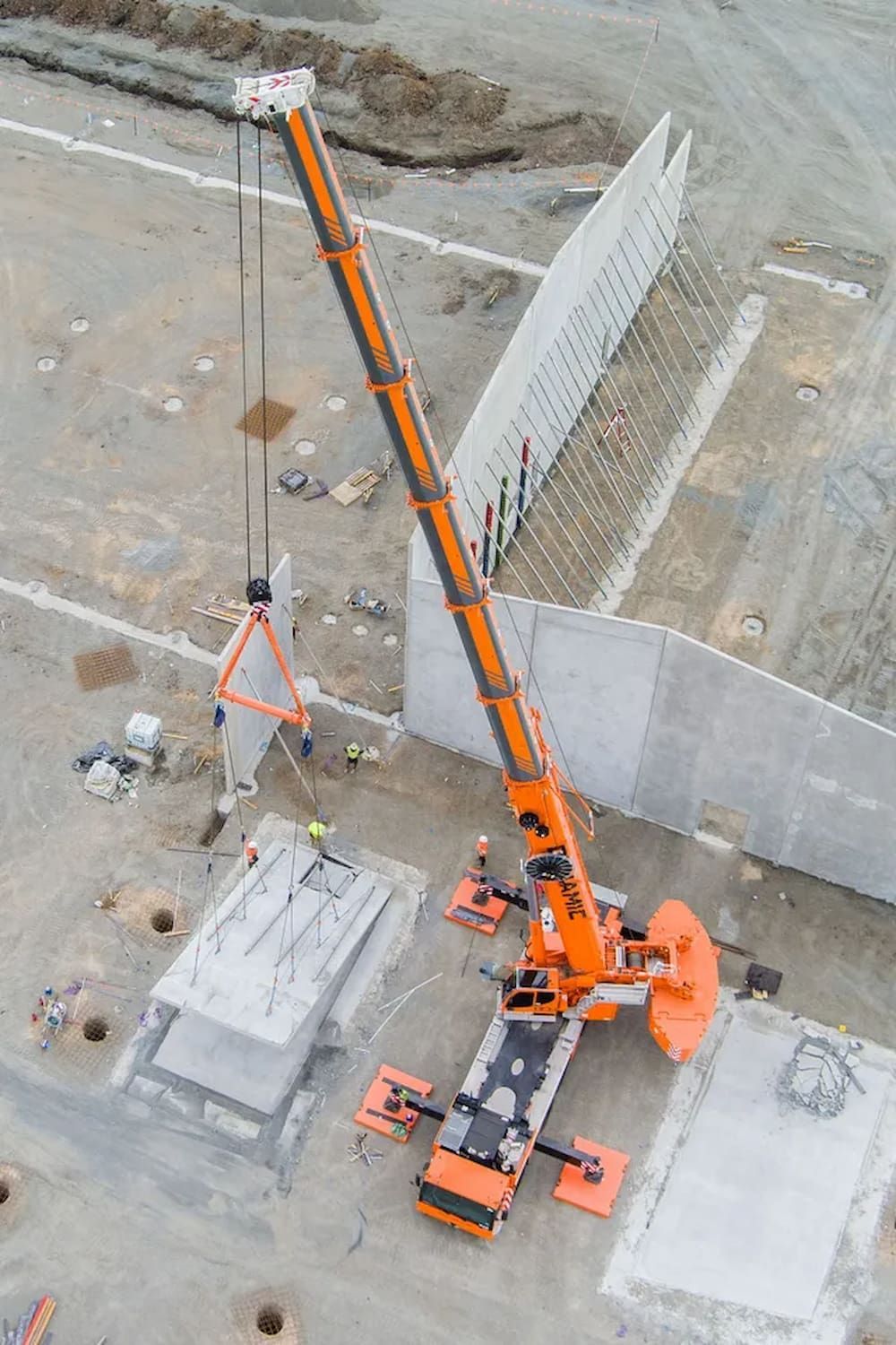 An Aerial View Of A Crane At A Construction Site — Dynamic Crane Hire In Emerald, QLD