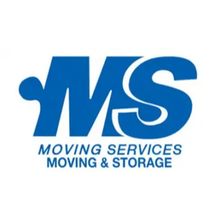 Blue MS Moving Services logo with “Moving & Storage” text