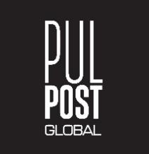 Logotipo de PUL POST GLOBAL en texto blanco sobre fondo negro.