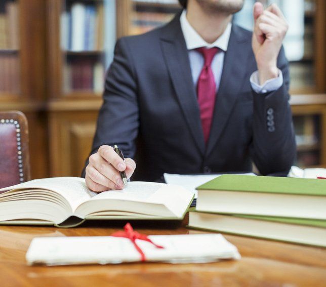Lawyer doing research in chambers