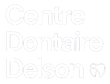 Centre Dentaire De son logo en blanc avec une icône de dent sur fond transparent