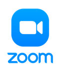 Logotipo de la aplicación Zoom: cuadrado redondeado azul con un ícono de cámara de video blanco y texto 