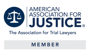 American Association for Justice logo with scales of justice icon; text reads 