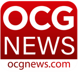OCG News logo, white letters