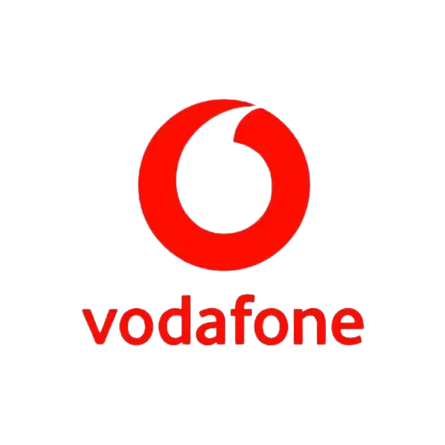 A red vodafone logo on a white background