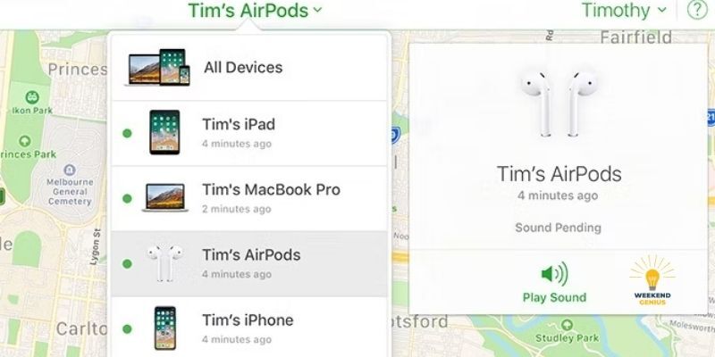 Choose your AirPods to see their location Choose your AirPods to see their location