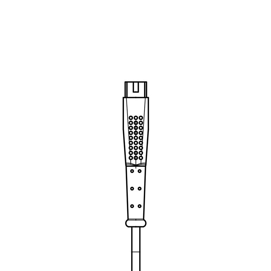 A black and white drawing of a cable on a white background.
