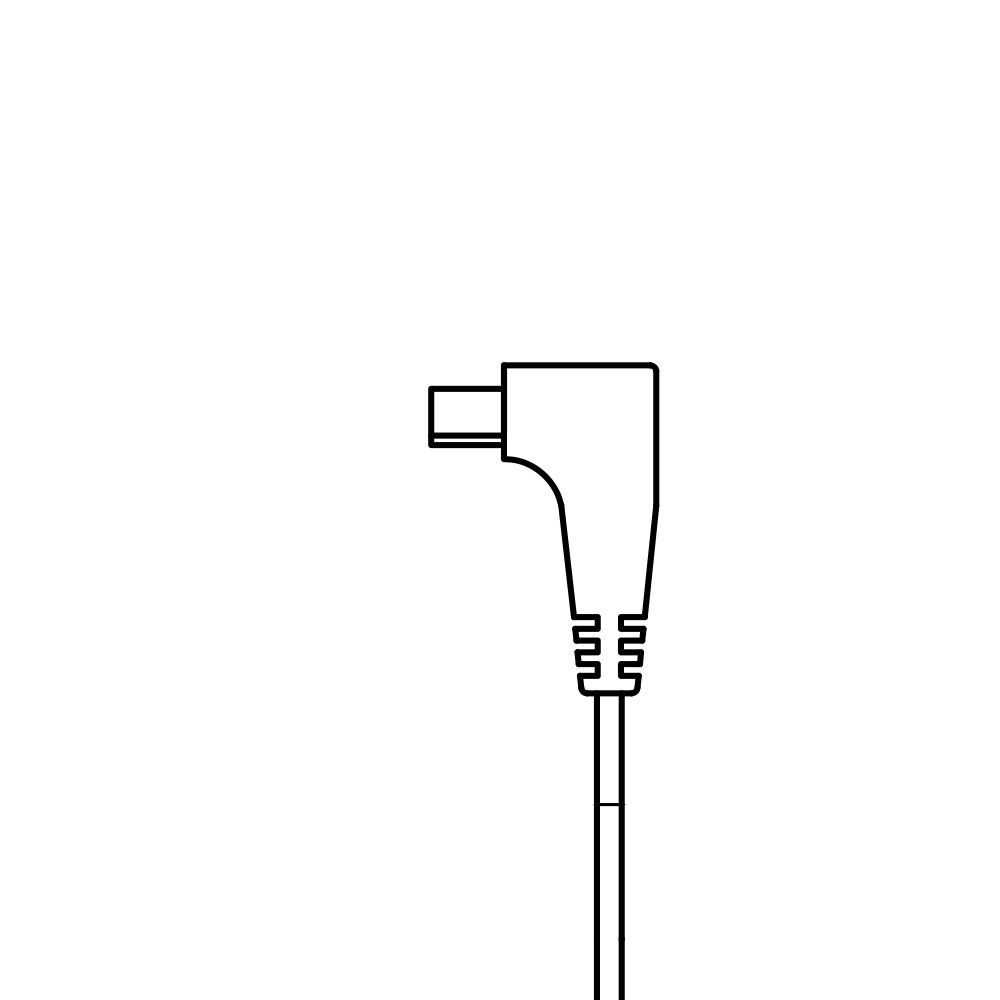 A black and white drawing of a cable on a white background.