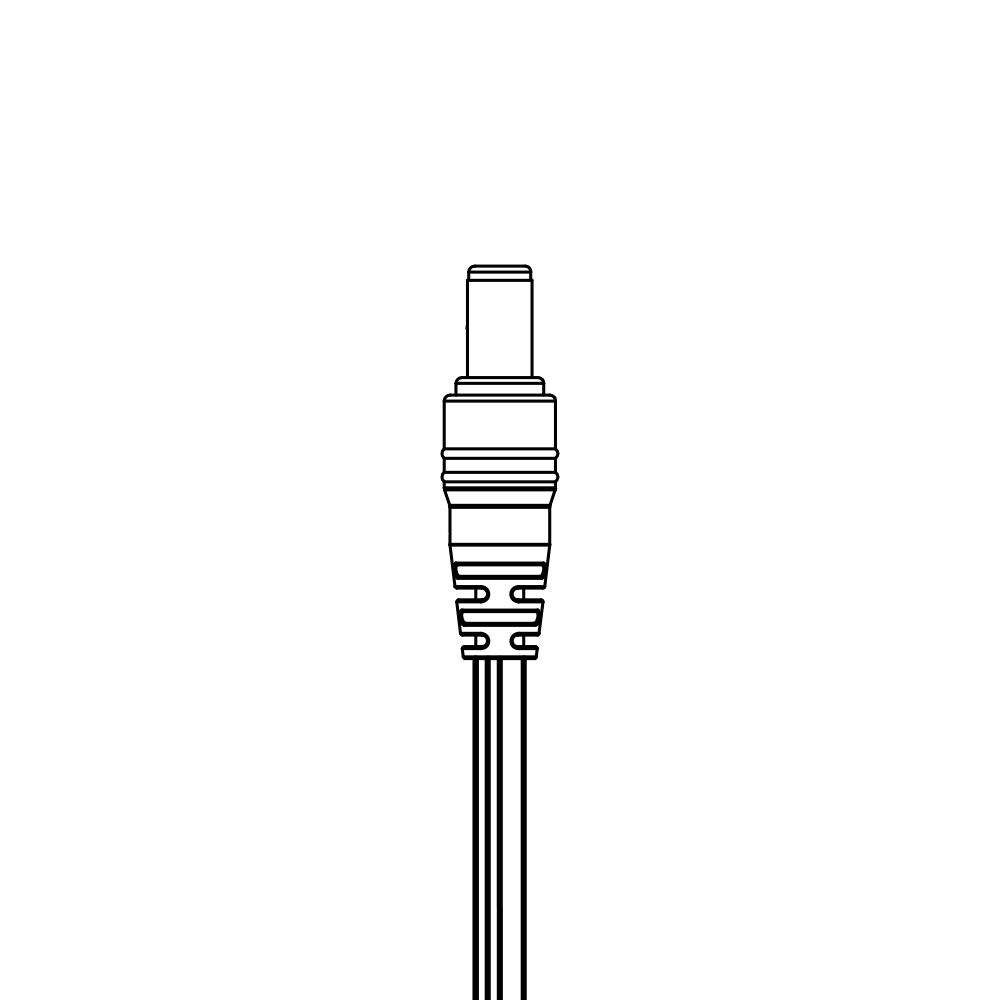 A black and white drawing of a cable on a white background.