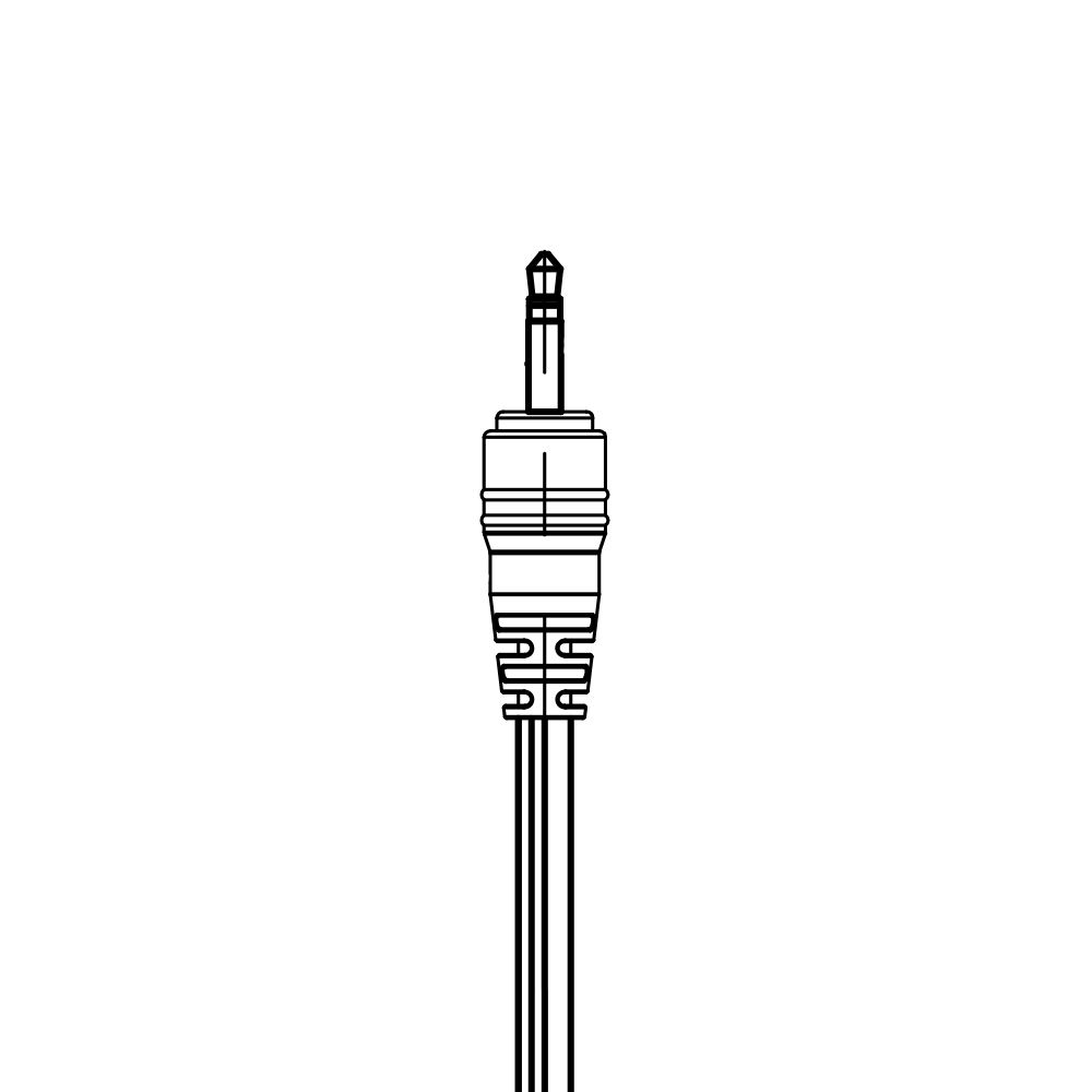 A black and white drawing of a 3.5 mm jack on a white background.