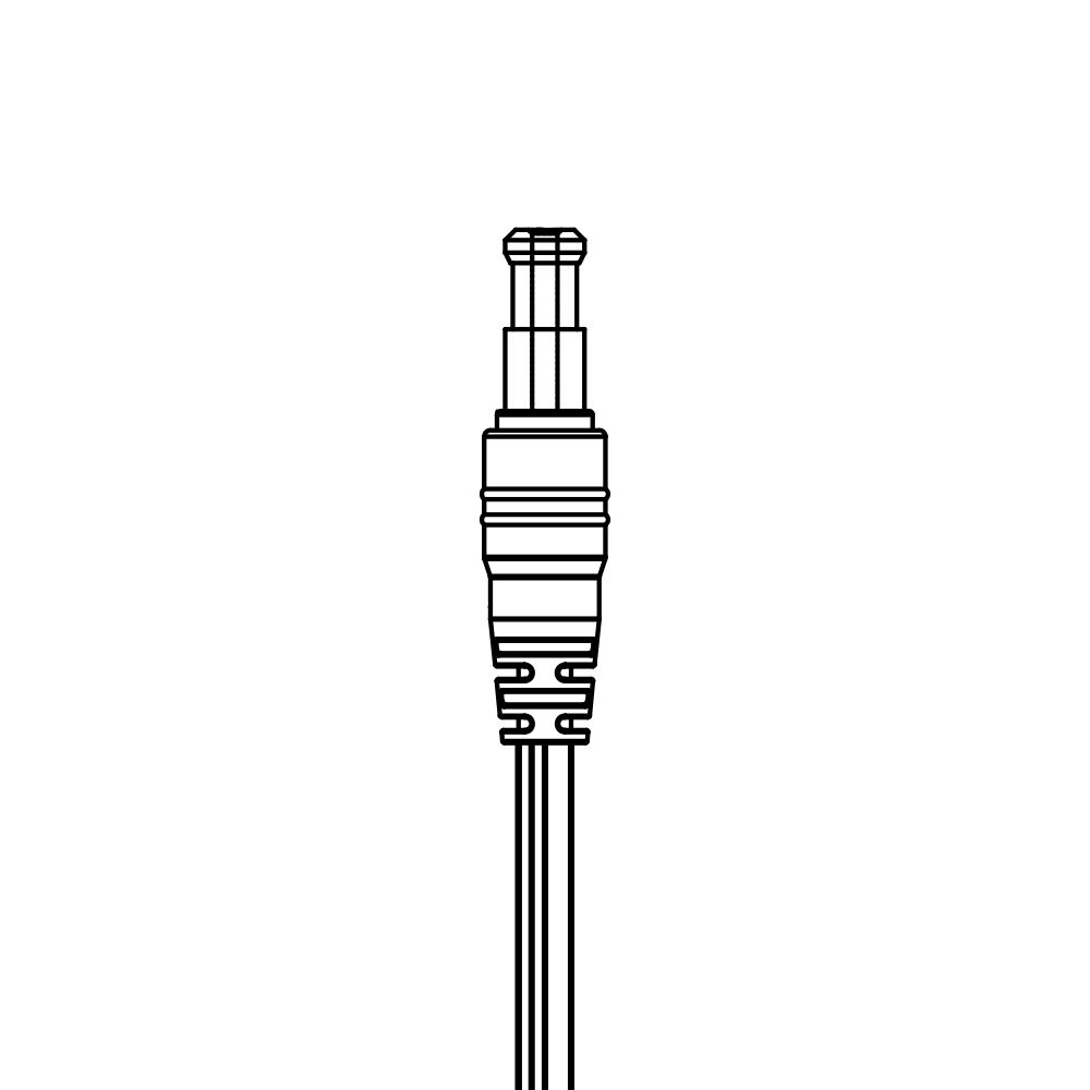 A black and white drawing of a cable on a white background.