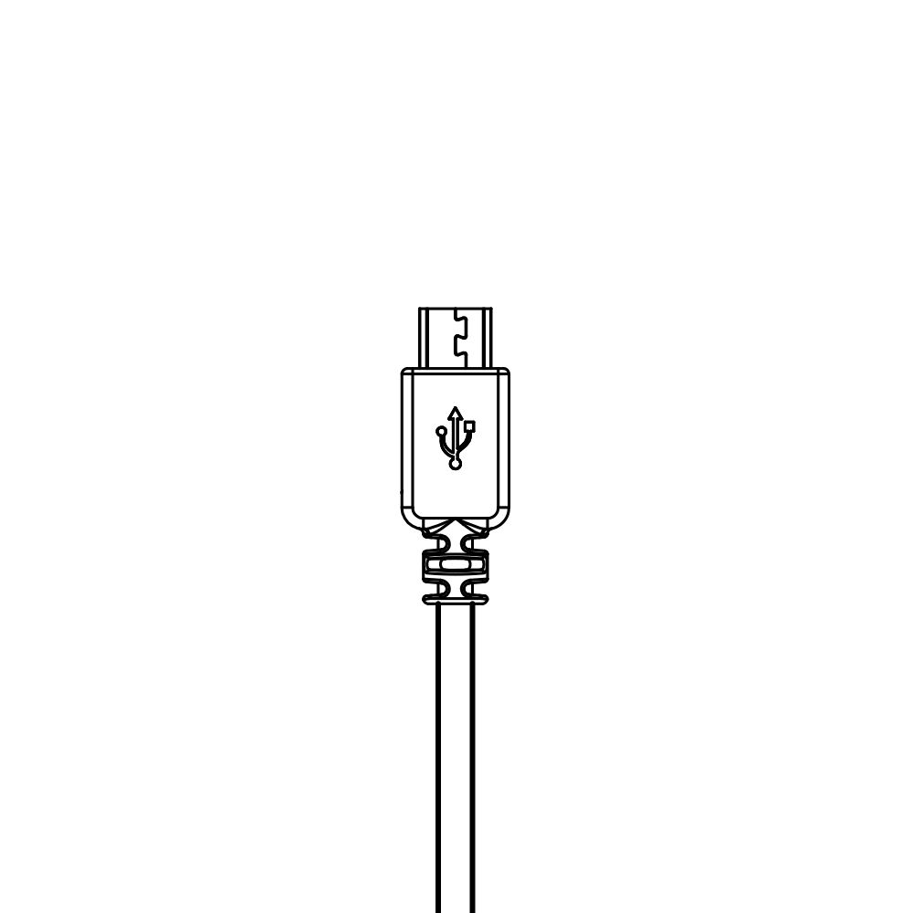 A black and white drawing of a usb c cable on a white background.