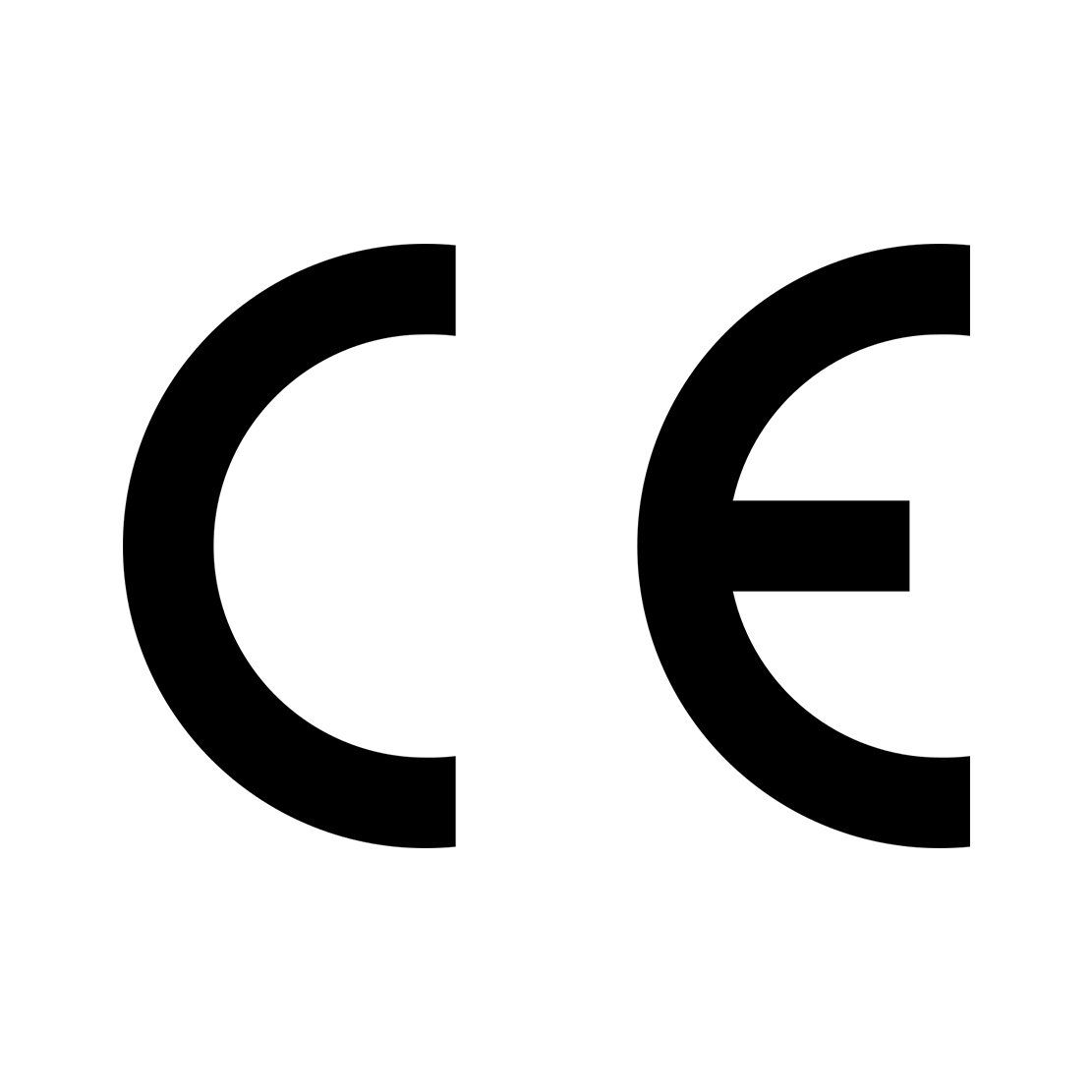 A black and white ce logo on a white background.