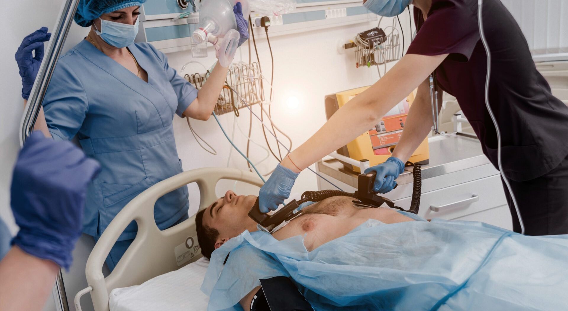 Patient being resuscitated