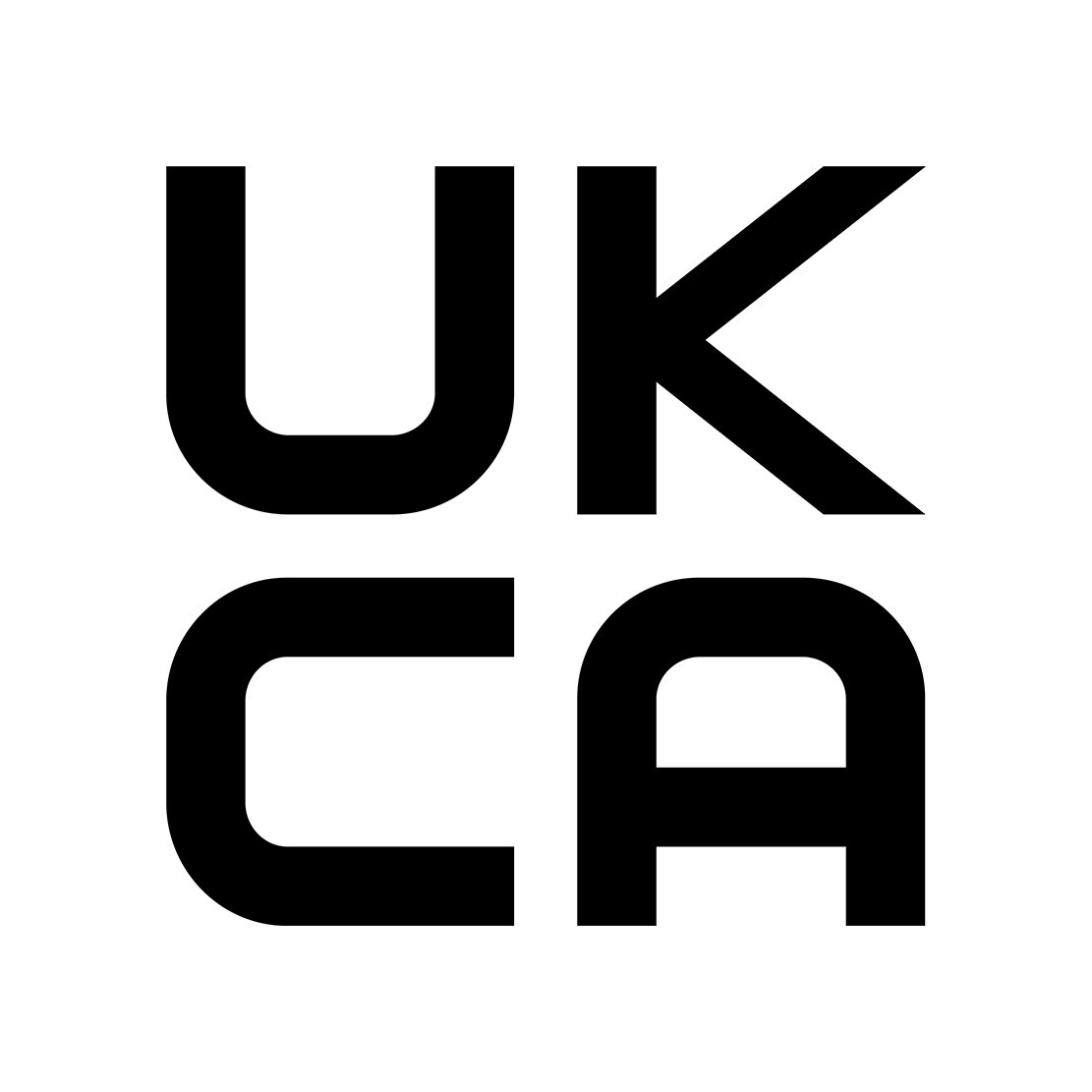 A black and white logo for uk ca on a white background.