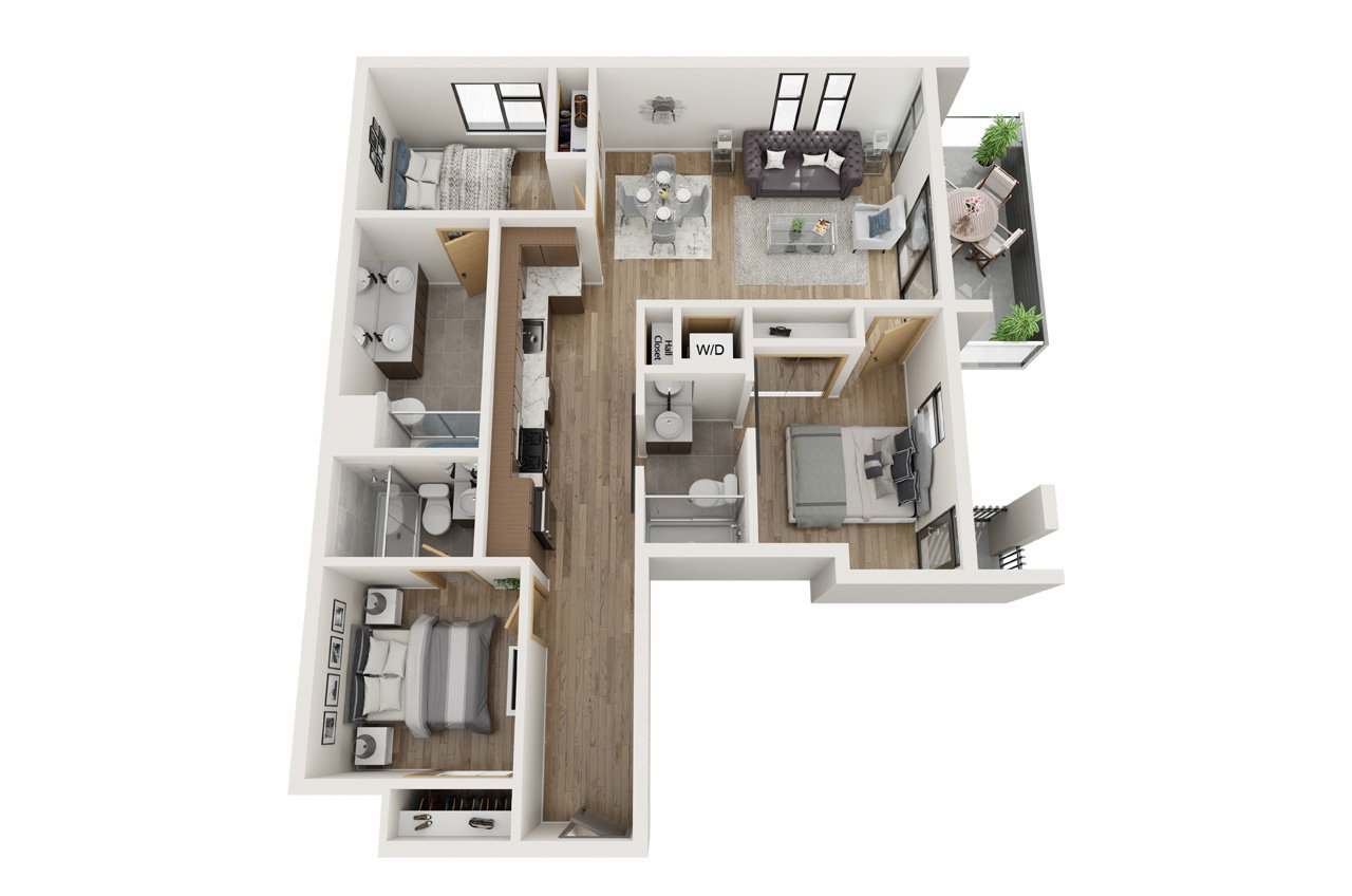 3+3 Floor Plan