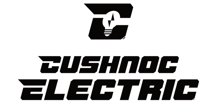 Cushnoc Electric logo in black and white with stylized emblem above the company name