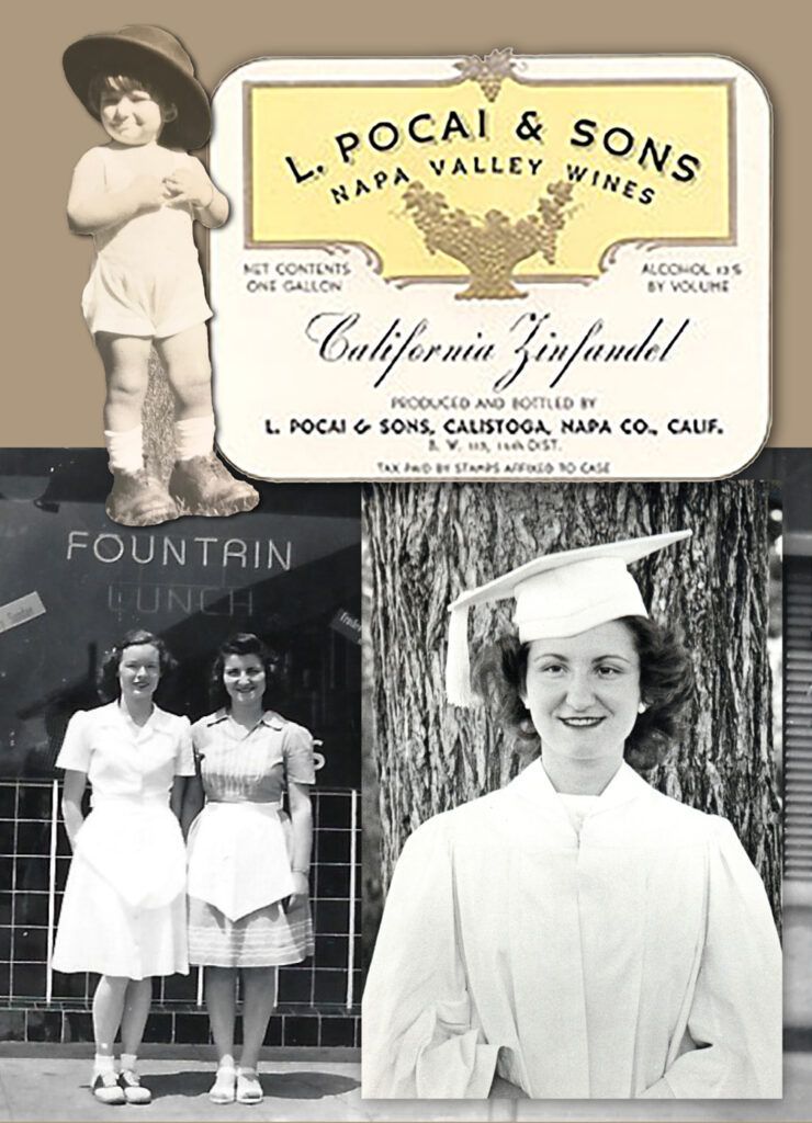 Betty Pocai Ballentine as a child with her grandparents wine label, L. Pocai & Sons winery
