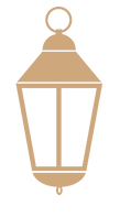 Beige hanging lantern icon with a ring top and tapered glass panels