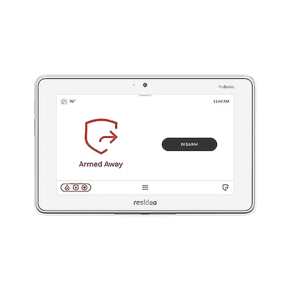 White touchscreen displaying